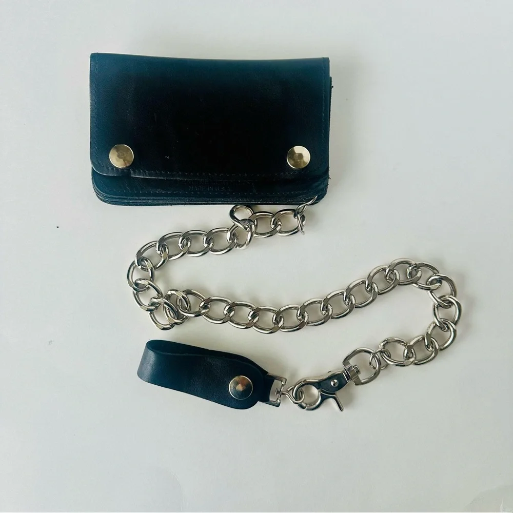 Genuine Leather Card & Key Holder w 20” Stainless Chain